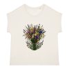 T-shirt femme biologique manches à revers - Bouquet de fleurs des champs