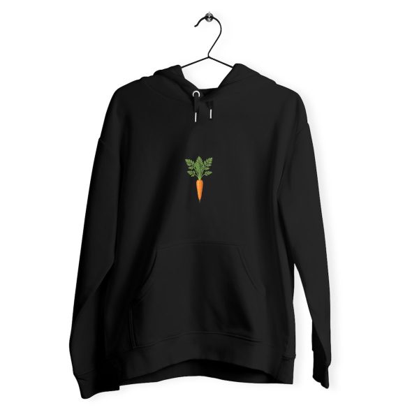 face_noir_1 Sweat à capuche Epais Unisexe - Design Carotte Biologique