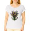 T-shirt femme biologique manches à revers - Bouquet de fleurs des champs