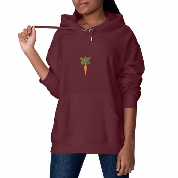 visual_Bordeaux Sweat à capuche Epais Unisexe - Design Carotte Biologique